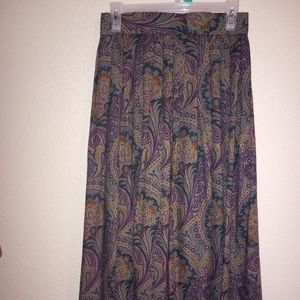 Sz 12 Vintage w/Tag Burberry Long Pleated Paisley Wool Skirt w/ Authentication
